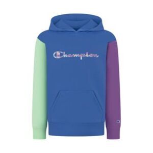 Champion Colorblock Hoodie M Blue Green Purple Script Logo Fleece Pullover